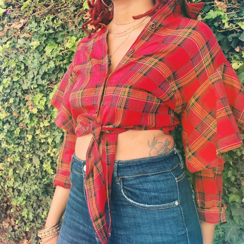Ruffle plaid flannel